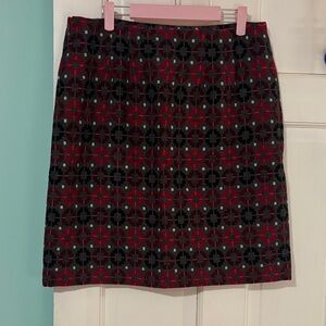 Talbots Red and Black Geometric Mini Skirt